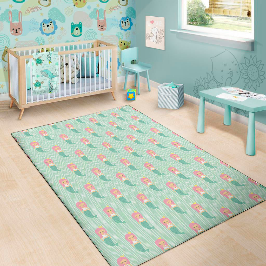 Cute Mermaid Pattern Print Area Rug