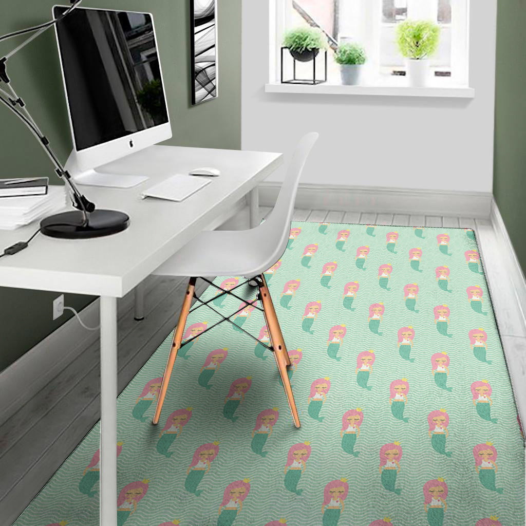 Cute Mermaid Pattern Print Area Rug