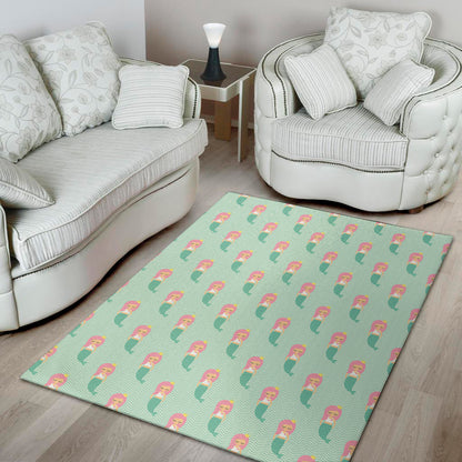 Cute Mermaid Pattern Print Area Rug