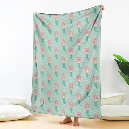Cute Mermaid Pattern Print Blanket