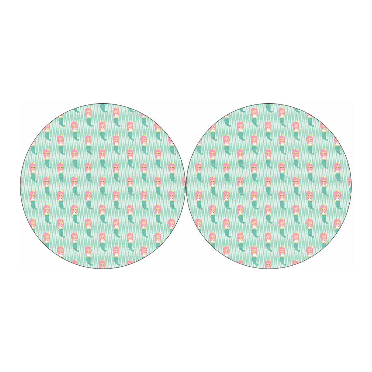 Cute Mermaid Pattern Print Car Coasters