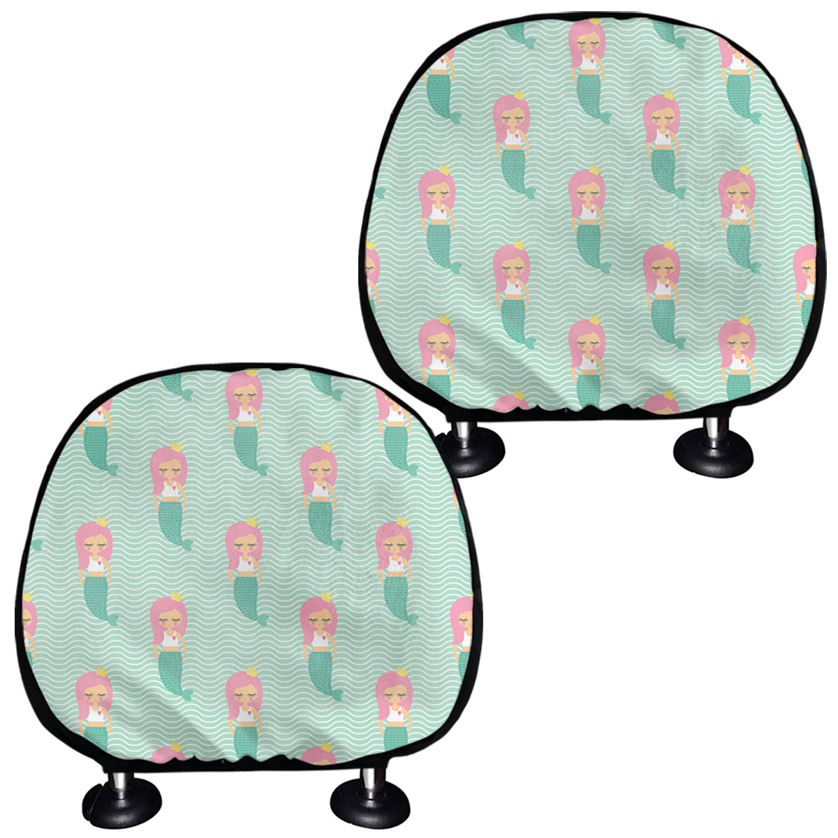 Cute Mermaid Pattern Print Car Headrest Covers