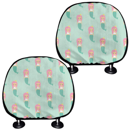 Cute Mermaid Pattern Print Car Headrest Covers