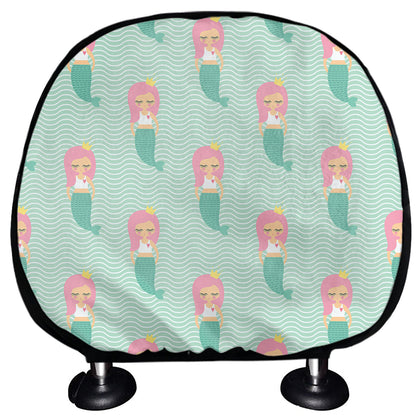 Cute Mermaid Pattern Print Car Headrest Covers