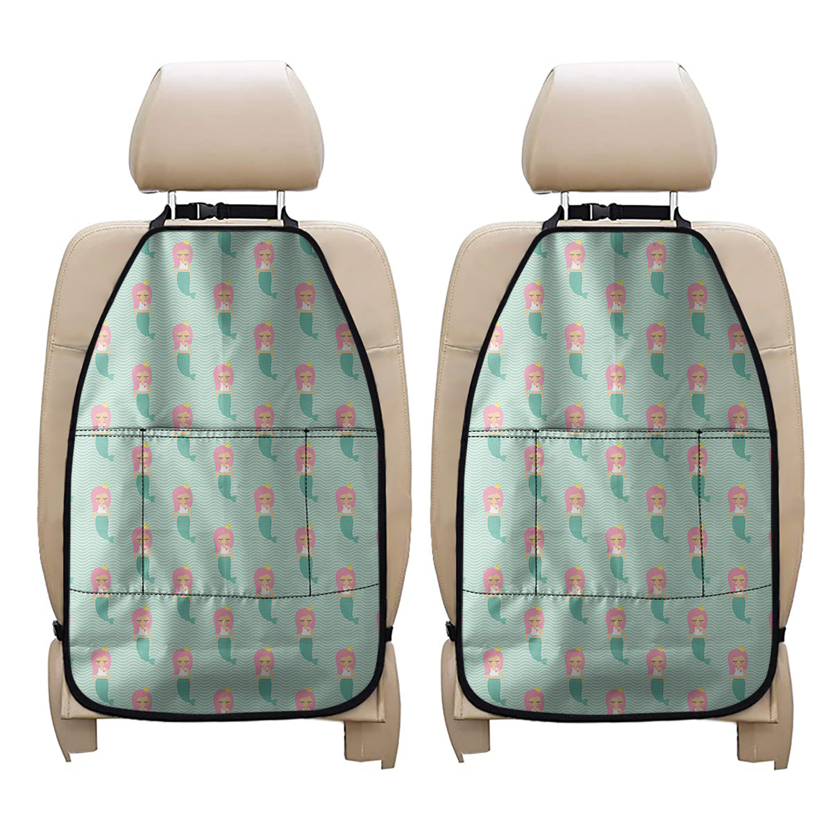 Cute Mermaid Pattern Print Car Seat Organizers