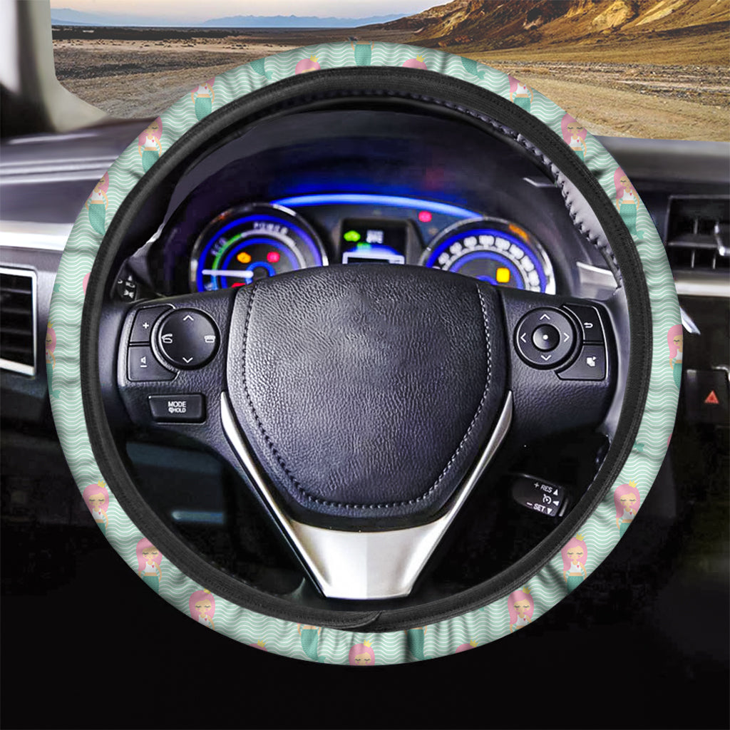 Cute Mermaid Pattern Print Car Steering Wheel Cover