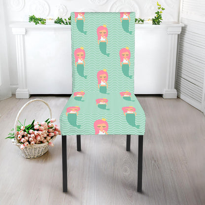 Cute Mermaid Pattern Print Dining Chair Slipcover