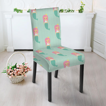 Cute Mermaid Pattern Print Dining Chair Slipcover