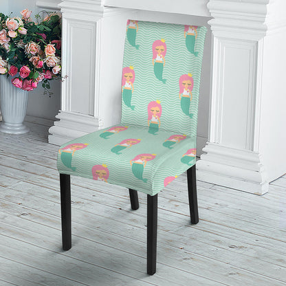Cute Mermaid Pattern Print Dining Chair Slipcover