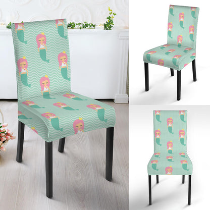 Cute Mermaid Pattern Print Dining Chair Slipcover