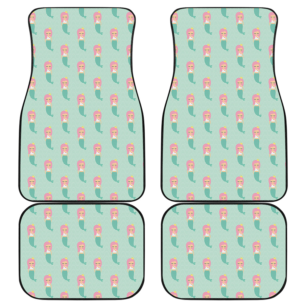 Cute Mermaid Pattern Print Front and Back Car Floor Mats