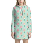 Cute Mermaid Pattern Print Hoodie Dress