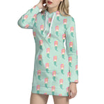 Cute Mermaid Pattern Print Hoodie Dress