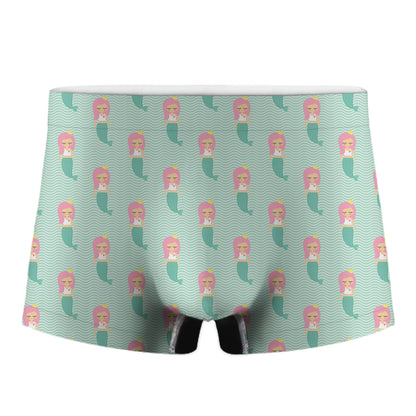 Cute Mermaid Pattern Print Men's Boxer Briefs