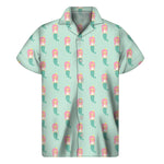 Cute Mermaid Pattern Print Men's Short Sleeve Shirt