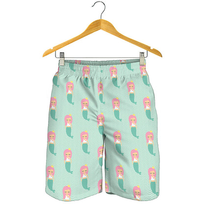 Cute Mermaid Pattern Print Men's Shorts