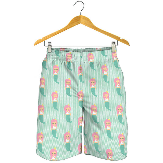 Cute Mermaid Pattern Print Men's Shorts
