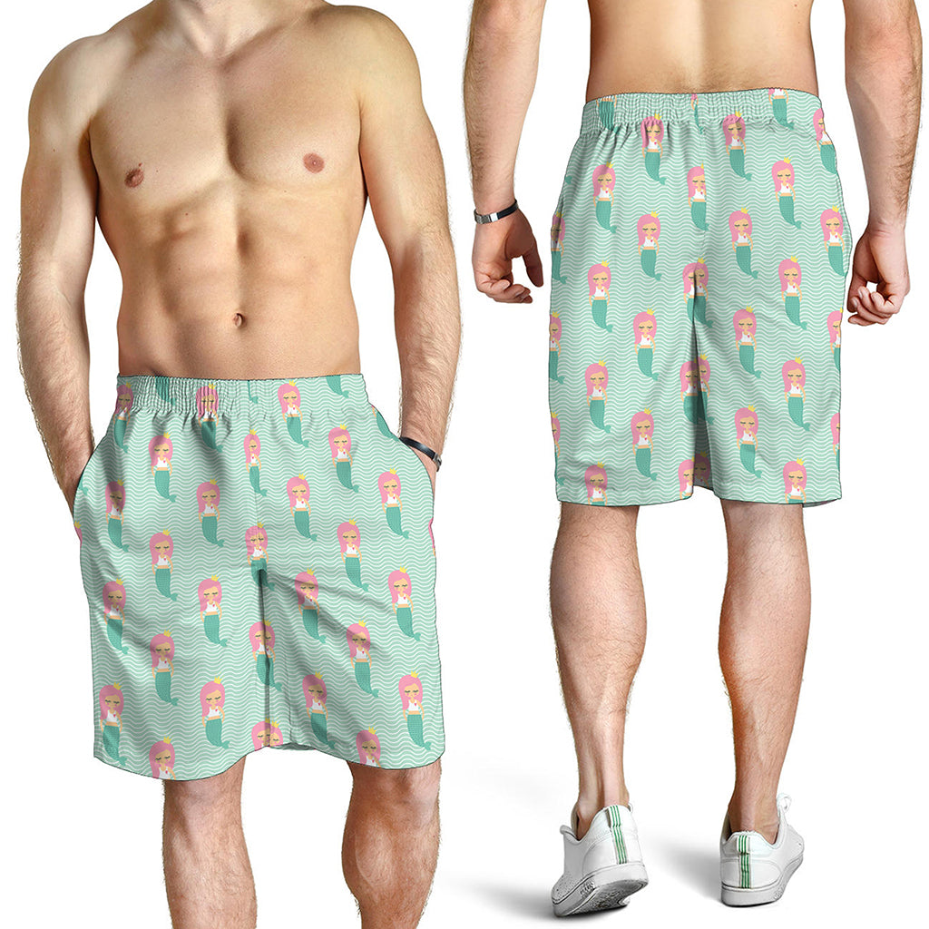 Cute Mermaid Pattern Print Men's Shorts