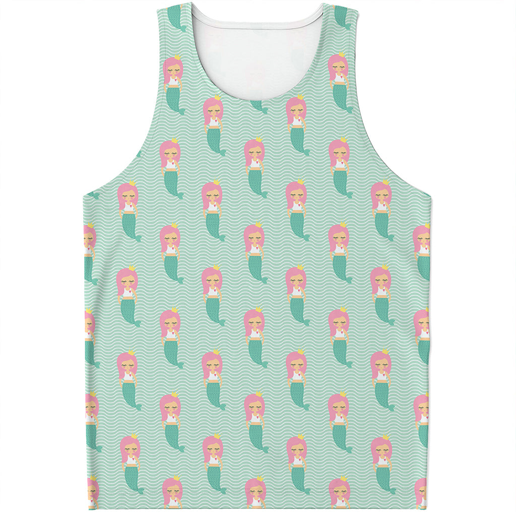 Cute Mermaid Pattern Print Men's Tank Top