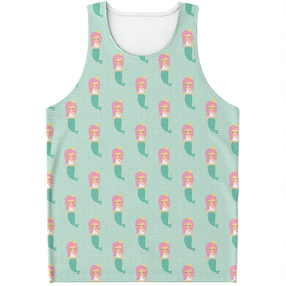 Cute Mermaid Pattern Print Men's Tank Top