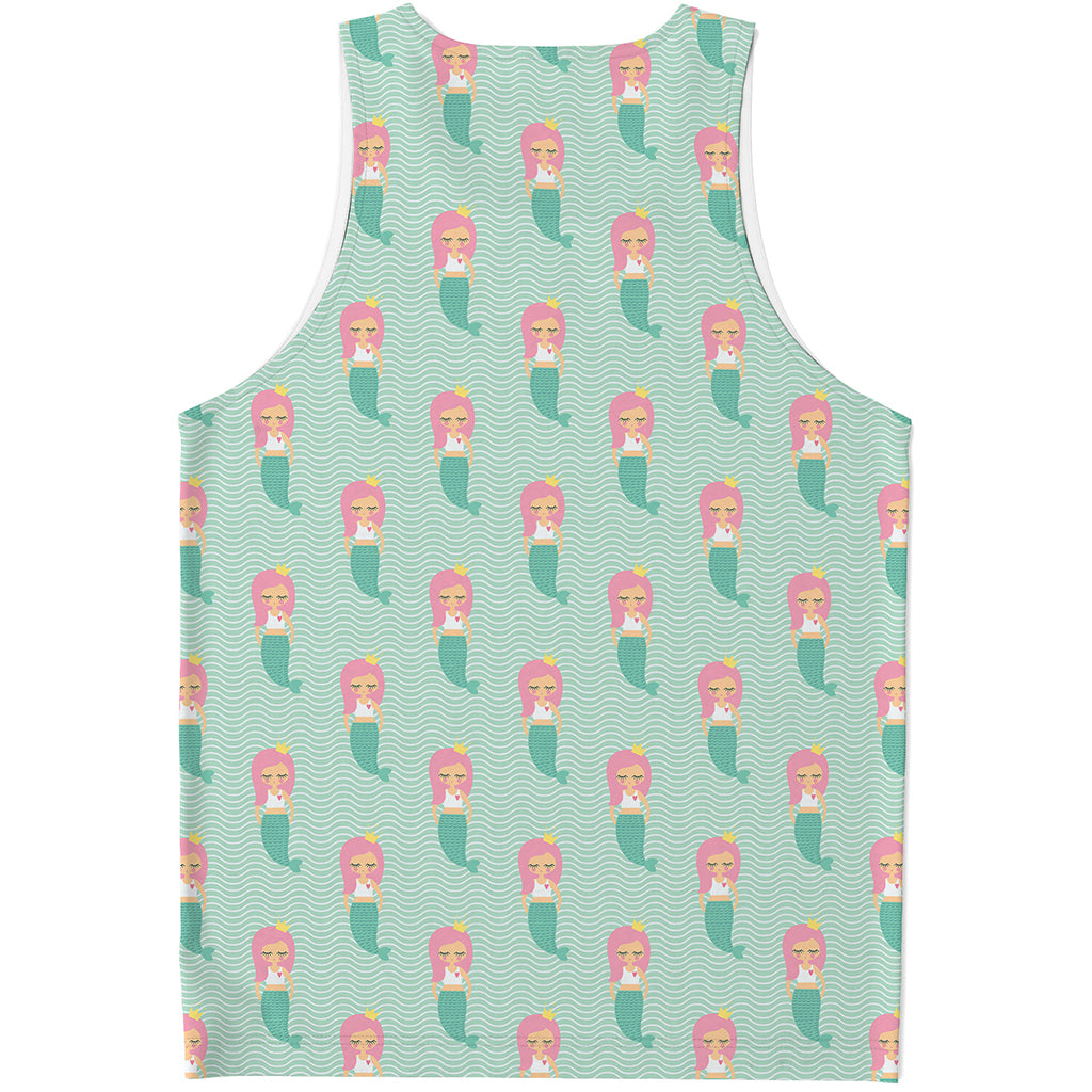 Cute Mermaid Pattern Print Men's Tank Top
