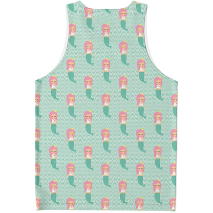 Cute Mermaid Pattern Print Men's Tank Top