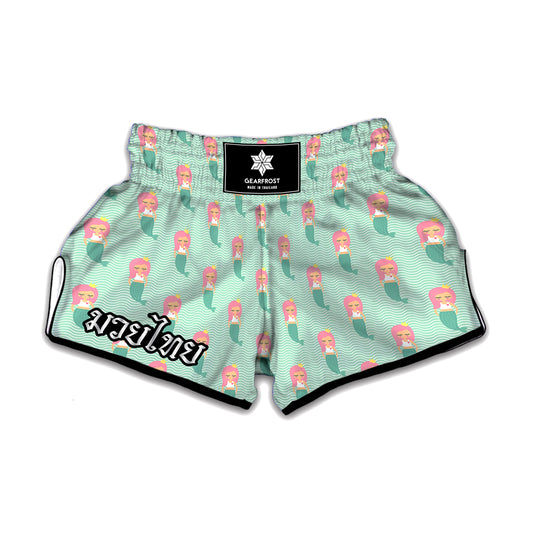 Cute Mermaid Pattern Print Muay Thai Boxing Shorts