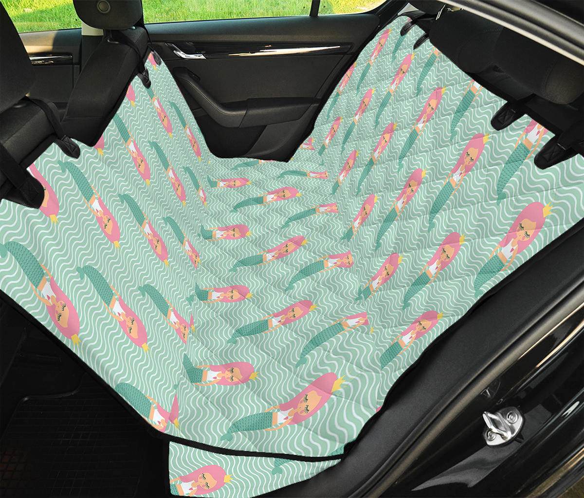 Cute Mermaid Pattern Print Pet Car Back Seat Cover