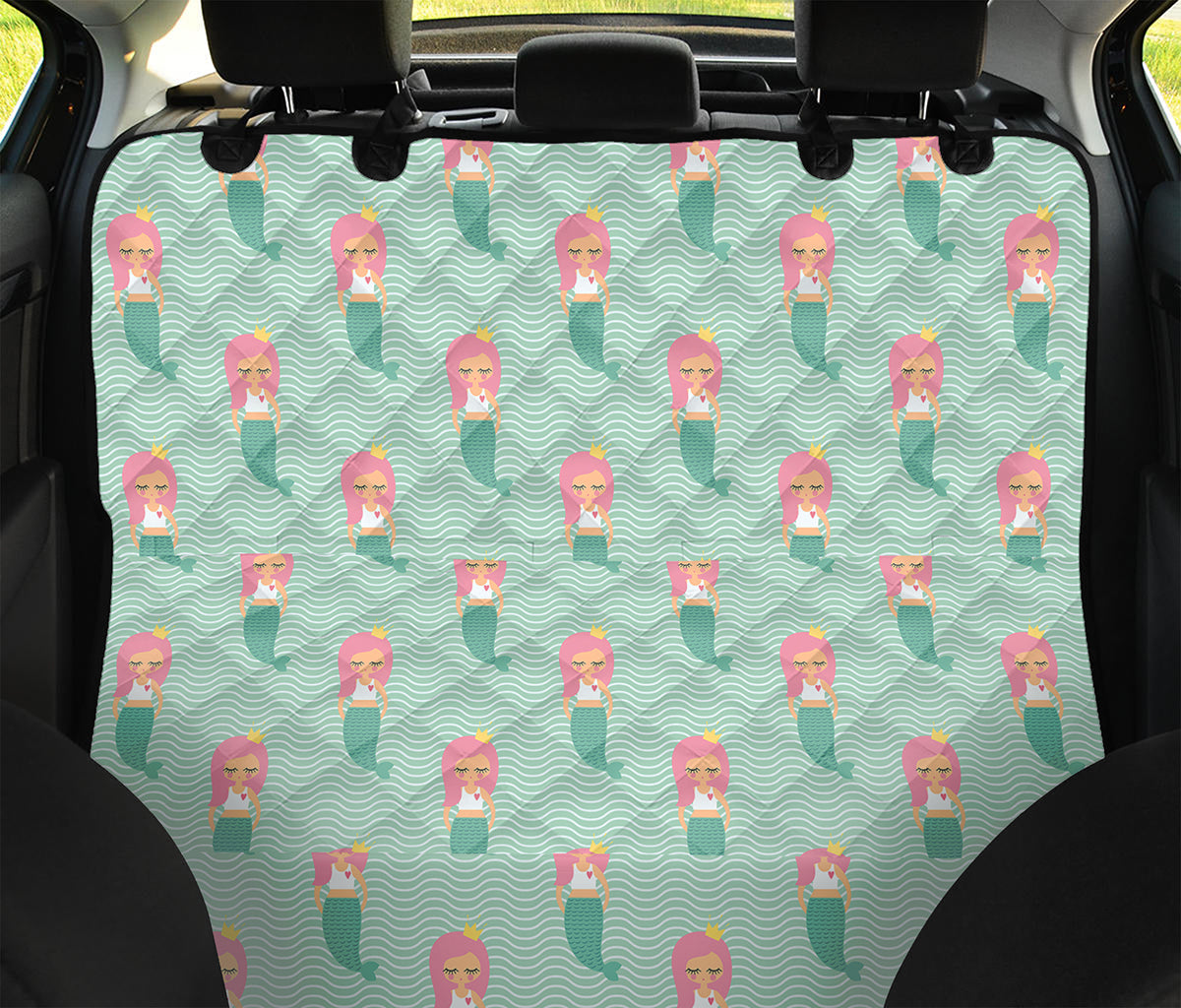 Cute Mermaid Pattern Print Pet Car Back Seat Cover