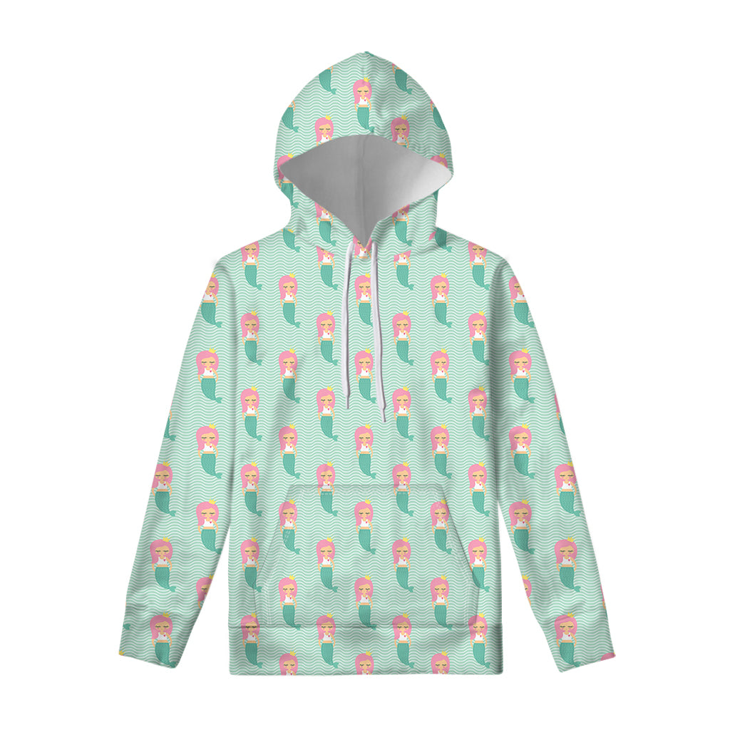 Cute Mermaid Pattern Print Pullover Hoodie