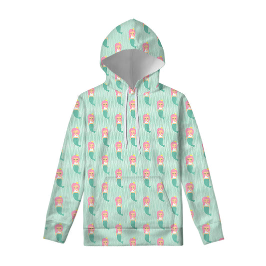 Cute Mermaid Pattern Print Pullover Hoodie
