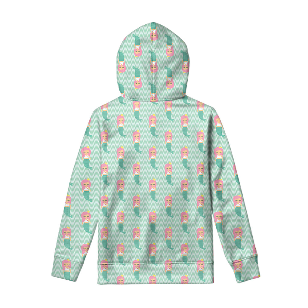 Cute Mermaid Pattern Print Pullover Hoodie
