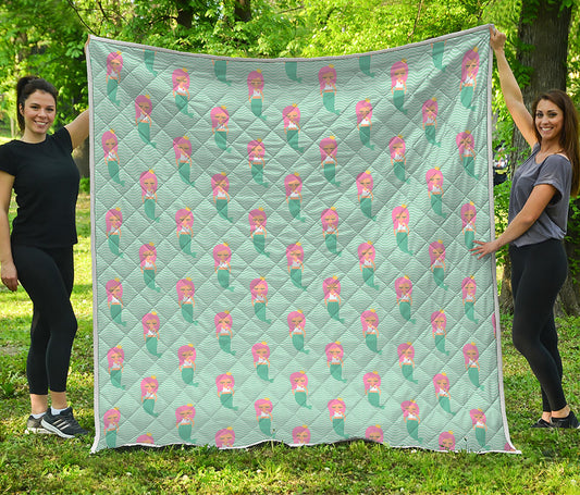 Cute Mermaid Pattern Print Quilt
