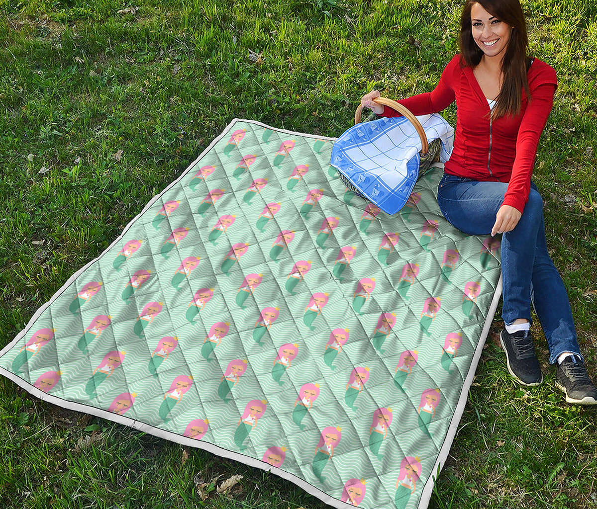 Cute Mermaid Pattern Print Quilt