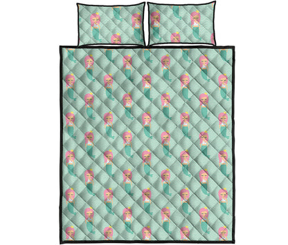 Cute Mermaid Pattern Print Quilt Bed Set