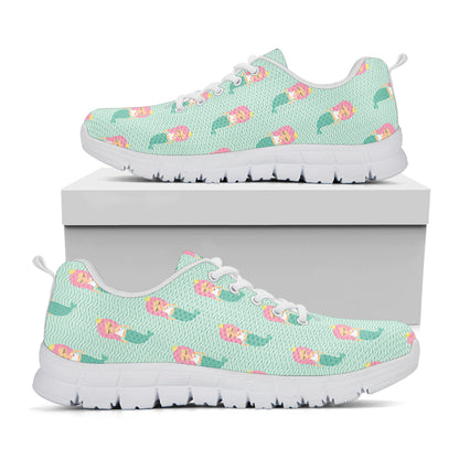 Cute Mermaid Pattern Print White Sneakers