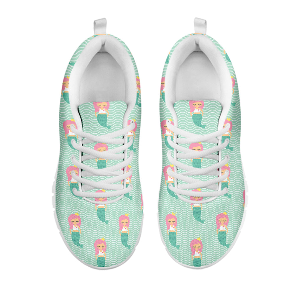Cute Mermaid Pattern Print White Sneakers