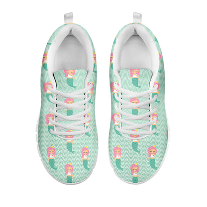 Cute Mermaid Pattern Print White Sneakers