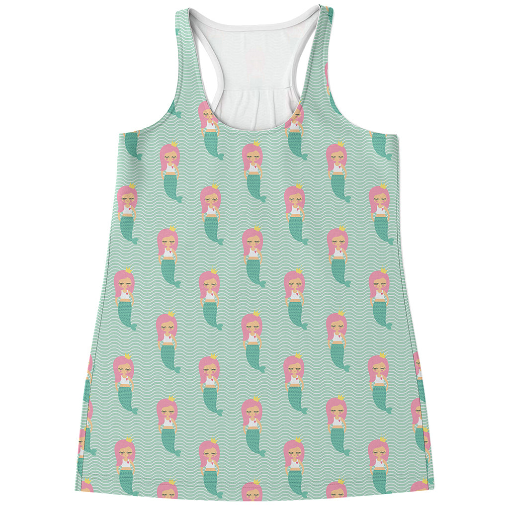 Cute Mermaid Pattern Print Women's Racerback Tank Top
