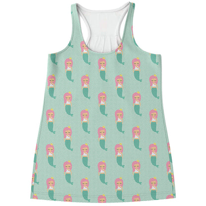 Cute Mermaid Pattern Print Women's Racerback Tank Top