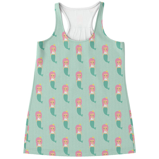 Cute Mermaid Pattern Print Women's Racerback Tank Top