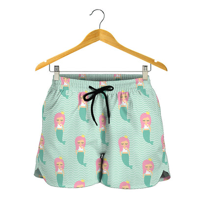 Cute Mermaid Pattern Print Women's Shorts