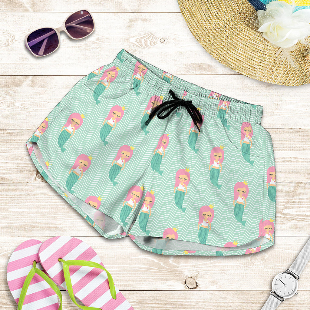 Cute Mermaid Pattern Print Women's Shorts