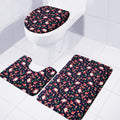 Cute Merry Christmas Pattern Print 3 Piece Bath Mat Set