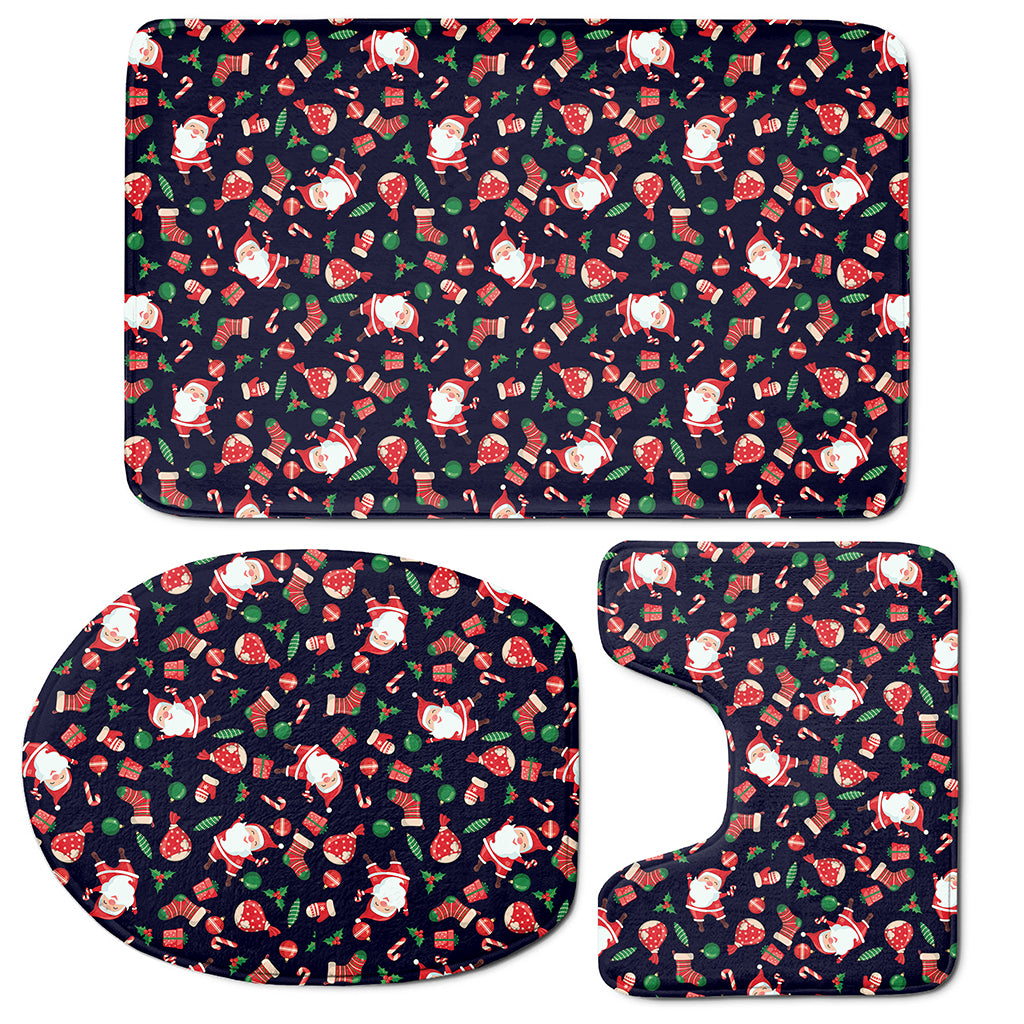 Cute Merry Christmas Pattern Print 3 Piece Bath Mat Set