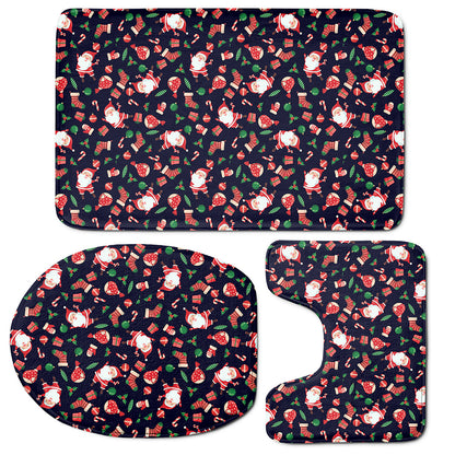 Cute Merry Christmas Pattern Print 3 Piece Bath Mat Set