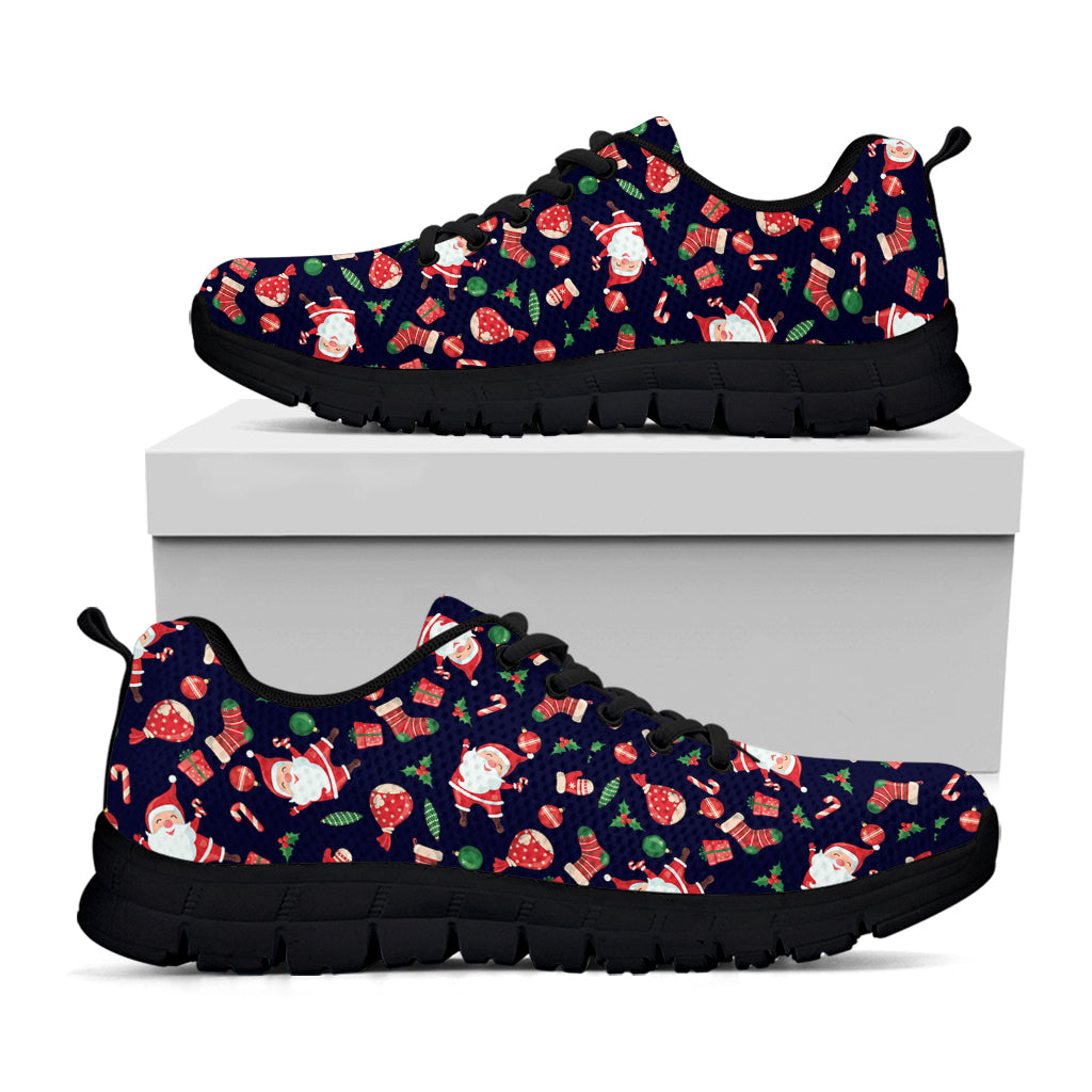 Cute Merry Christmas Pattern Print Black Sneakers