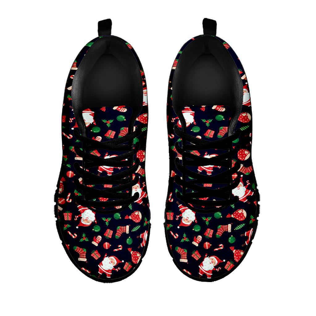 Cute Merry Christmas Pattern Print Black Sneakers