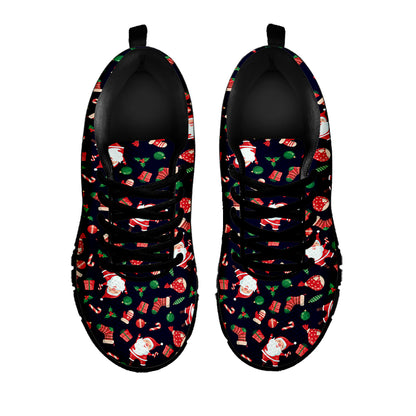 Cute Merry Christmas Pattern Print Black Sneakers