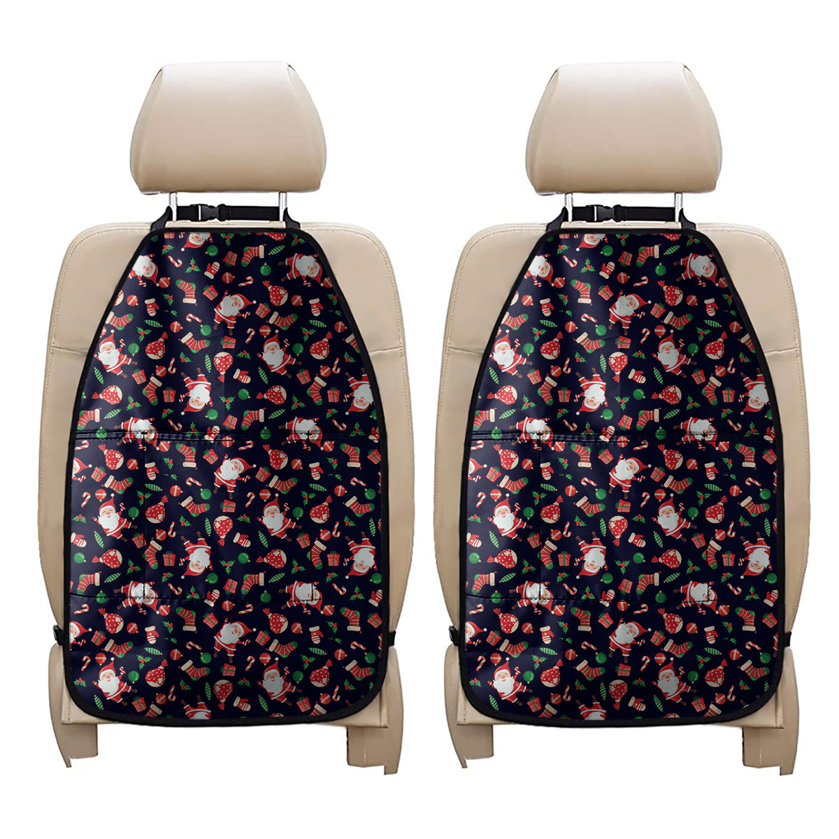 Cute Merry Christmas Pattern Print Car Seat Organizers